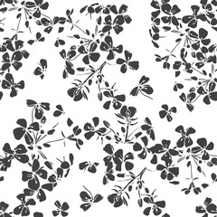 Sewing fabric with Floral seamless pattern. Hand-drawn black and white ...