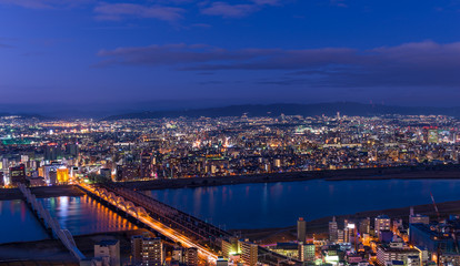 Fototapeta na wymiar Sunset over Osaka