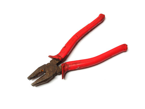 A red pliers isolated on white background