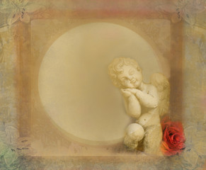 Vintage background with frame and angel
