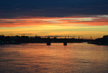 Neva river at sunset