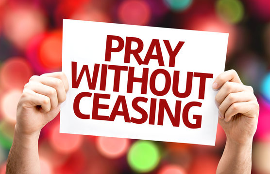 Pray Without Ceasing card with colorful background
