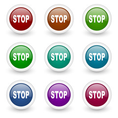 stop web icons colorful set