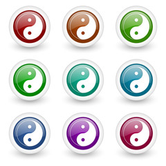 ying yang web icons colorful vector set