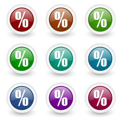percent web icons colorful vector set