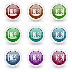 Fototapeta premium 16 9 web icons colorful vector set