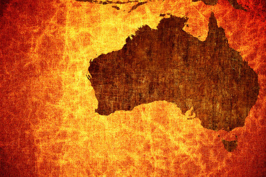 Grunge vintage scratched Australia map background.