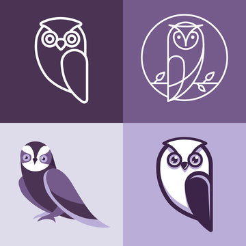 Set of owl logos and emblems