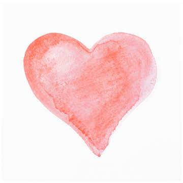 Hand-drawn red heart on white background