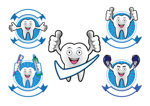 Cartoon Smiling tooth banner set