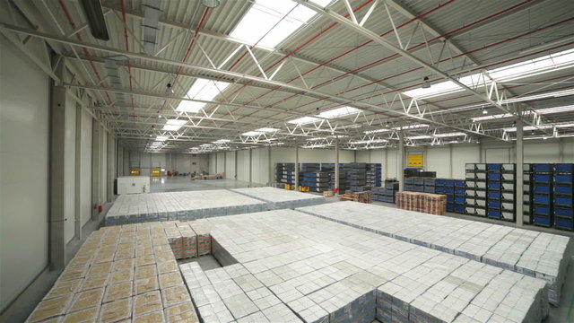 A modern warehouse full of goods