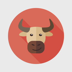 Bull flat icon with long shadow