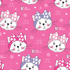 white cat face pattern vector illustration