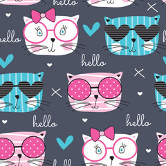 cute fashion cat pattern vector illustration