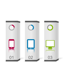 Set boxes with simple gadgets infographic icons