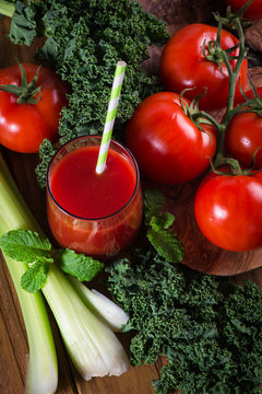 Fresh homemade organic tomato juice