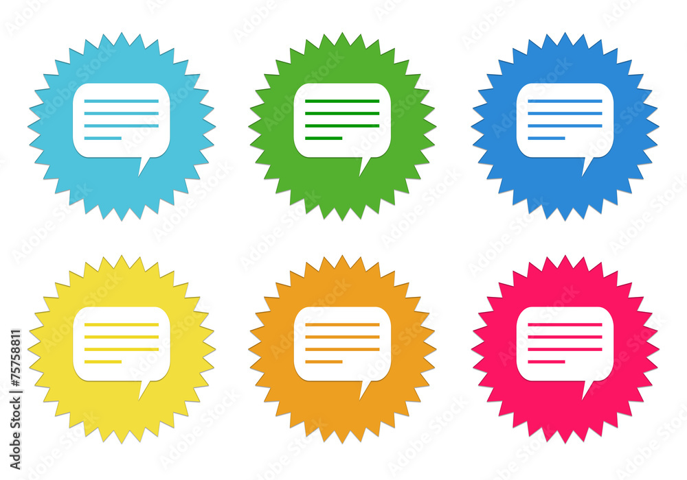 Poster set of colorful stickers icons with conversation symbol