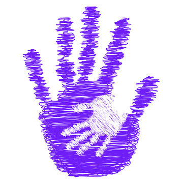 Conceptual sketch mother and child hand print
