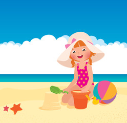 Girl playing on the beach