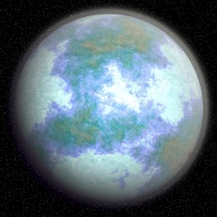 Computer generated fantasy planet after the global cooling