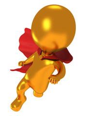 3d brave superhero with red cloak flying above