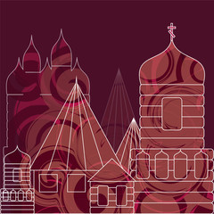 old russian town. building background. vector illustration