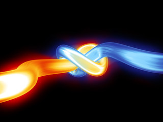glowing light tube or light ray node with a orange blue gradient