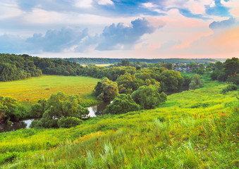 Protva river near Borovsk. Kaluga region of Russia