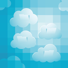 Sky computing concept, pixelate cloudy sky, folder sructure