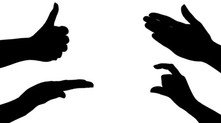 Vector silhouettes of hands.