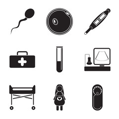 Pregnancy flat icon set isolated on white background