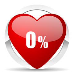 0 percent valentine icon sale sign