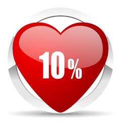 10 percent valentine icon sale sign