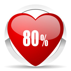 80 percent valentine icon sale sign