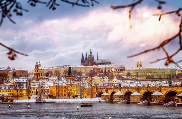 Fotobehang Beautiful Prague in winter © Anna Om