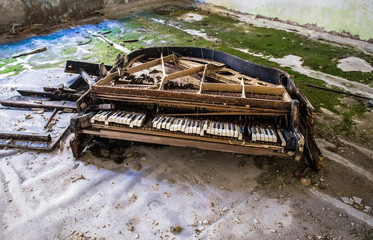 piano in music school in Pripyat, Chernobyl Zone of Alienation