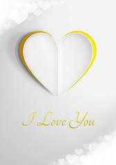 Złota kartka Walentynkowa 'I Love You'