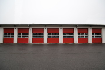 Row of garages of a public fire station in Germany
