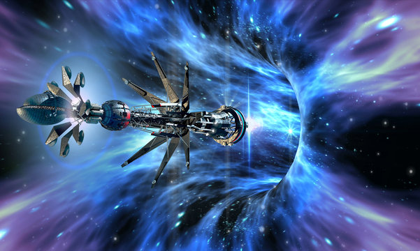 Deep space background with exotic wormhole system