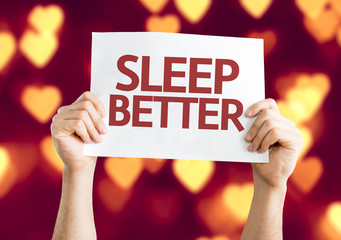 Sleep Better card with heart bokeh background