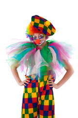 Funny clown isolated on white background