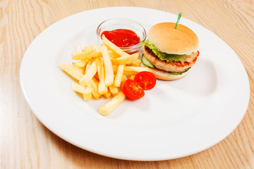 burger with french fries