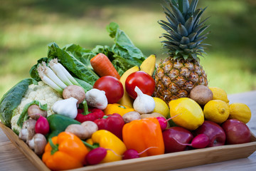 Assorted fresh fruits and vegetables