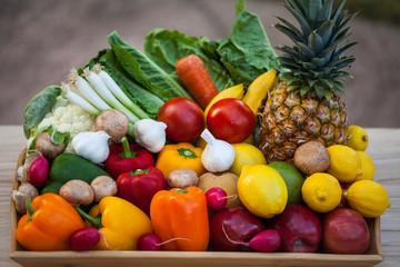Assorted fresh fruits and vegetables