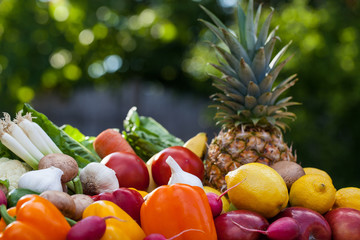 Fresh organic fruits and vegetables