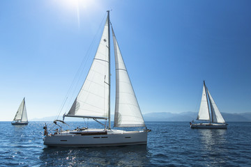 Fototapeta na wymiar Boats in sailing regatta. Sailing. Luxury yachts.