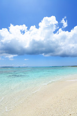 野甫島の美しい珊瑚の海と夏空