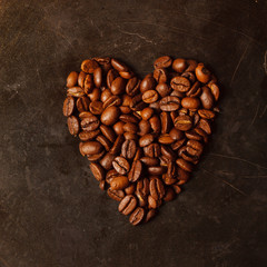 heart coffee made from coffee beans