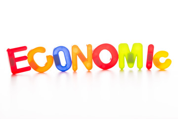 Plastic letters isolated on white background.