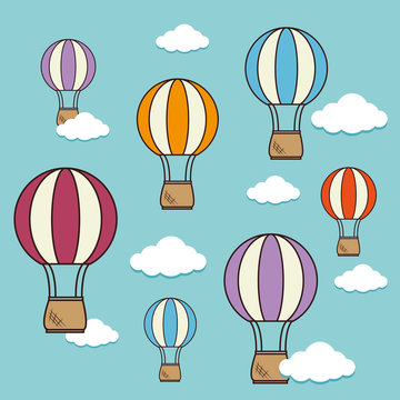 Airballoon design over cloudscape backgroundvector illustration
